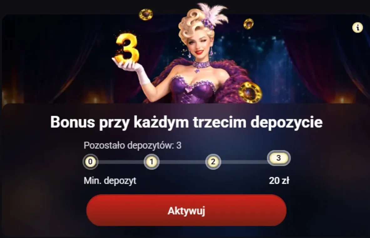 Widok promocji depozytowej oraz panelu aktywacji bonusu w Altaris Casino